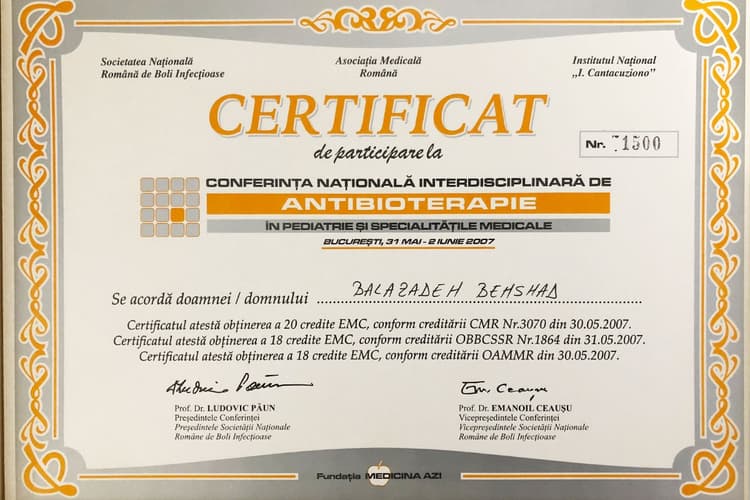 Exemplu de certificat medical EMC